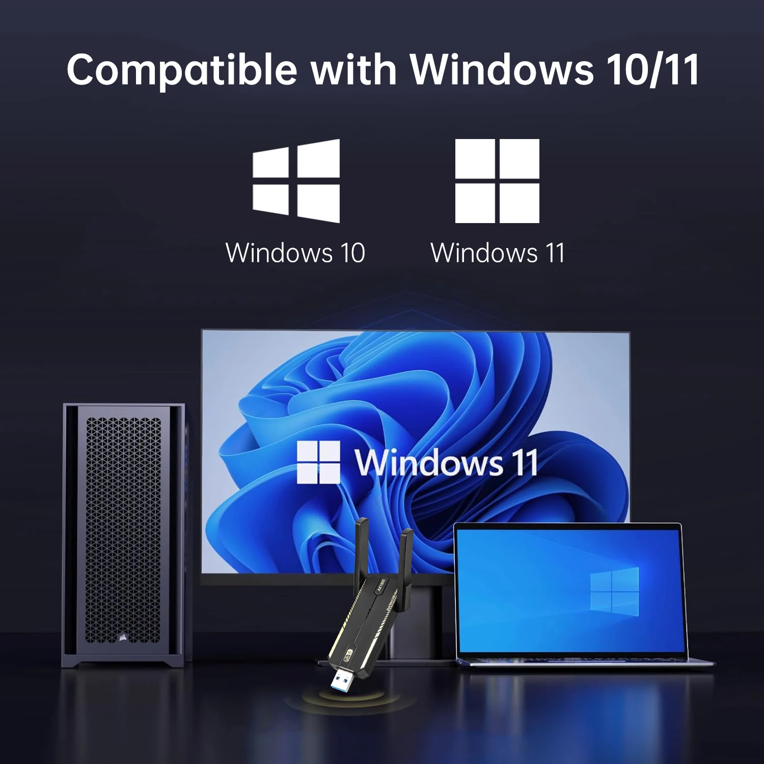 FENVI WiFi 6 adaptador USB AX1800 doble banda 2,4G/5Ghz receptor USB Dongle tarjeta de red tarjeta Wi-Fi inalámbrica para ordenador portátil Win10/11 - imagen 5