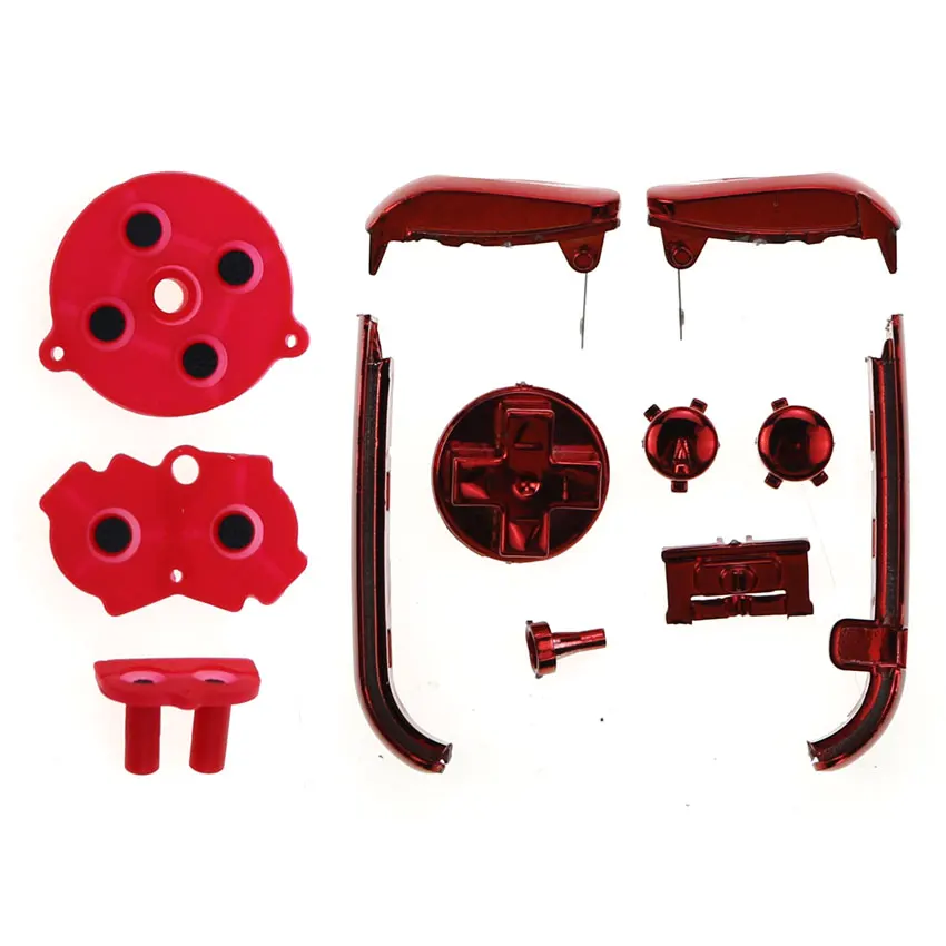 JCD para Gameboy Advance GBA teclados de repuesto L R A B D almohadillas botón de encendido y apagado cromado con goma conductora - imagen 5