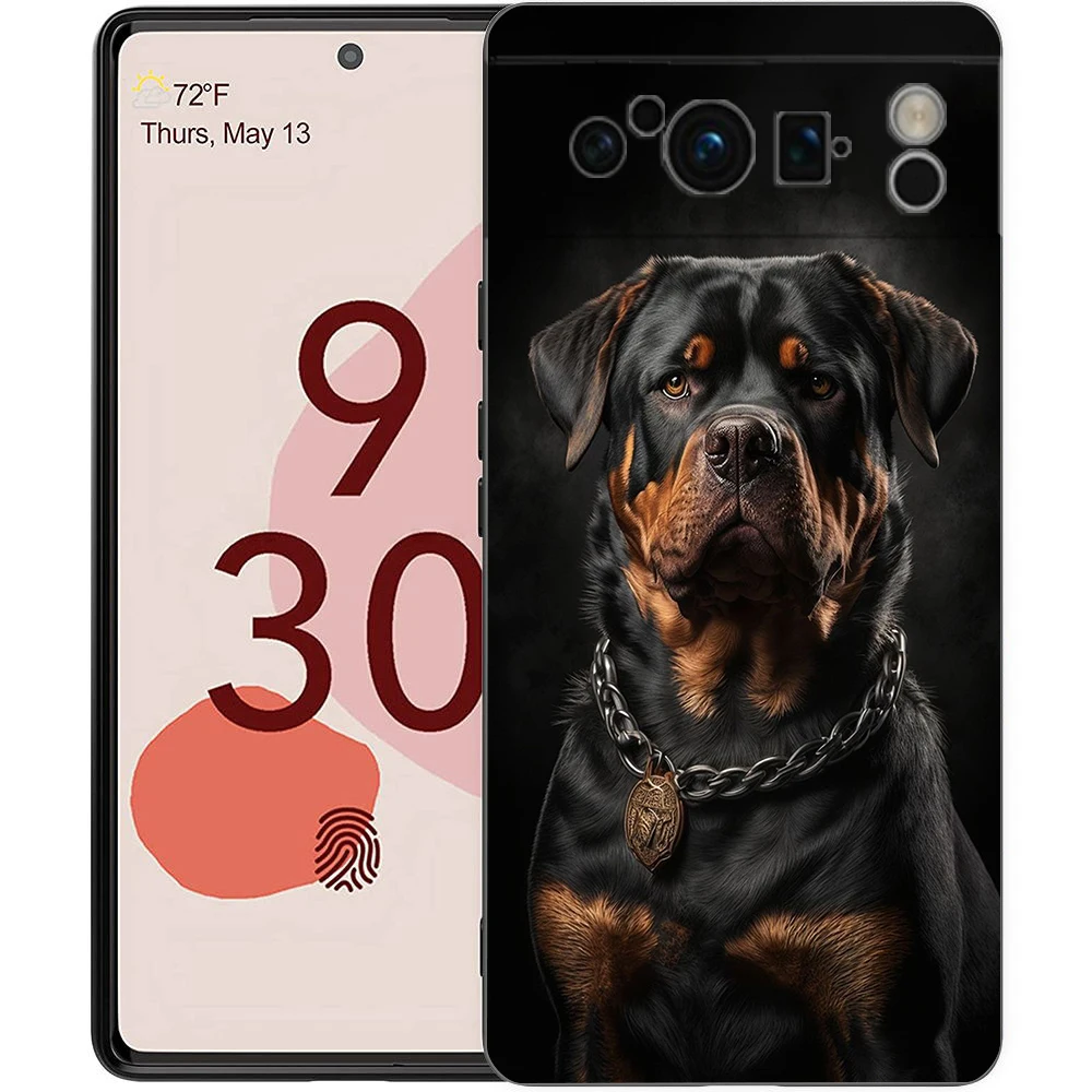 Funda de teléfono Rottweiler Dog para Google Pixel 10 9 8 7 6 Pro XL 9A 8A 6A 7A 5G cubierta negra de TPU suave a prueba de golpes - imagen 3