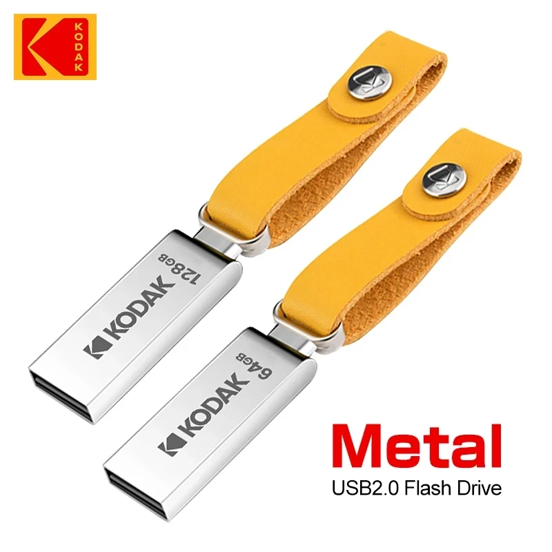 Unidad Flash KODAK USB2.0 128GB 64GB Pendrive 32gb Memory Stick de Metal con correa de cuero Pen Flash Drive para Micro PC - imagen 3