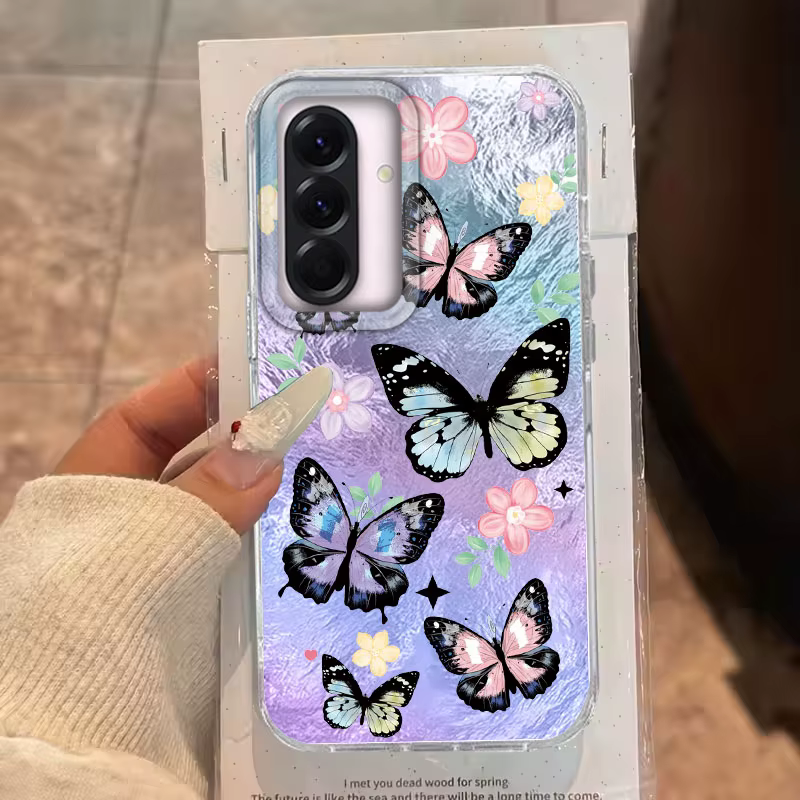 Para Samsung Galaxy A56 A55 A36 A16 A25 A35 A26 S25 S24 Plus Ultra FE cubierta de teléfono verde mariposa gradiente patrón de vórtice conchas - imagen 5