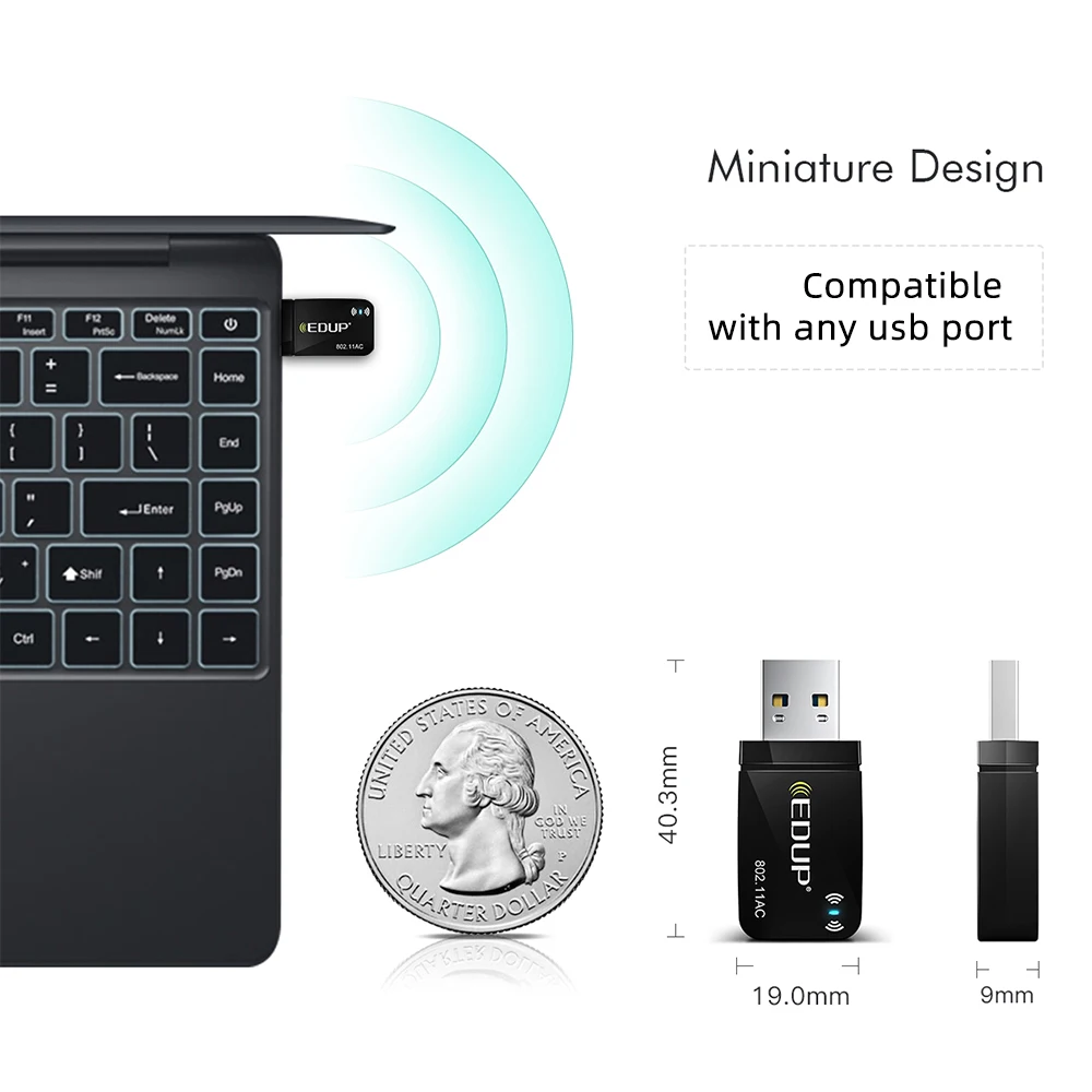 EDUP 1689 1300Mbps Mini USB WiFi adaptador tarjeta de red de doble banda 5G 2,4 GHz adaptador inalámbrico AC USB para PC de escritorio portátil Win11 - imagen 5