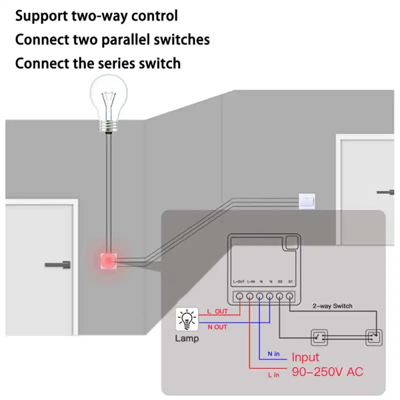 16A Tuya Mini DIY WiFi interruptor inteligente con función de sincronización módulo de interruptor de luz inteligente Compatible con Alexa Google Home - imagen 4