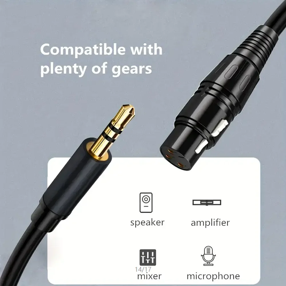 Cable auxiliar de Audio HiFi para micrófono XLR a 3,5mm, conector 3,5 macho a XLR hembra, conector chapado en oro para mezclador de instrumentos - imagen 3