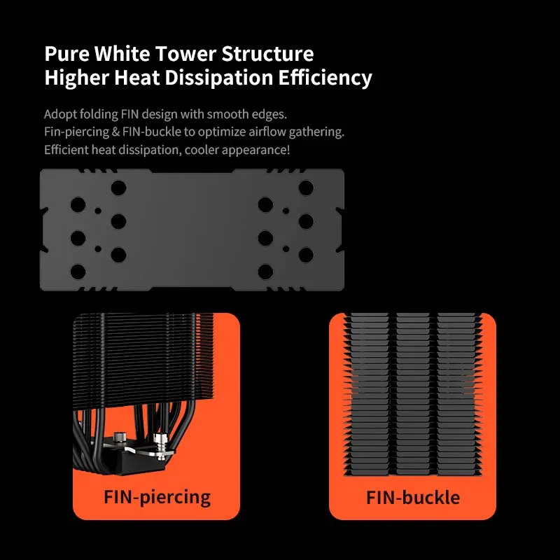 UPSIREN Walrus susurro 120 pantalla digital 6 * Φ6MM tubo de calor de tacto directo ventilador único de una sola torre compatible con LGA 1851/1700 AMD AM5 - imagen 4