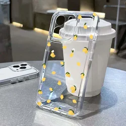 Funda para Samsung A16 A36 A56 A34 A54 A35 A55 A53 A52 Funda suave transparente con limón amarillo para Galaxy S25 S24 Ultra S23 FE S22 S21 Funda