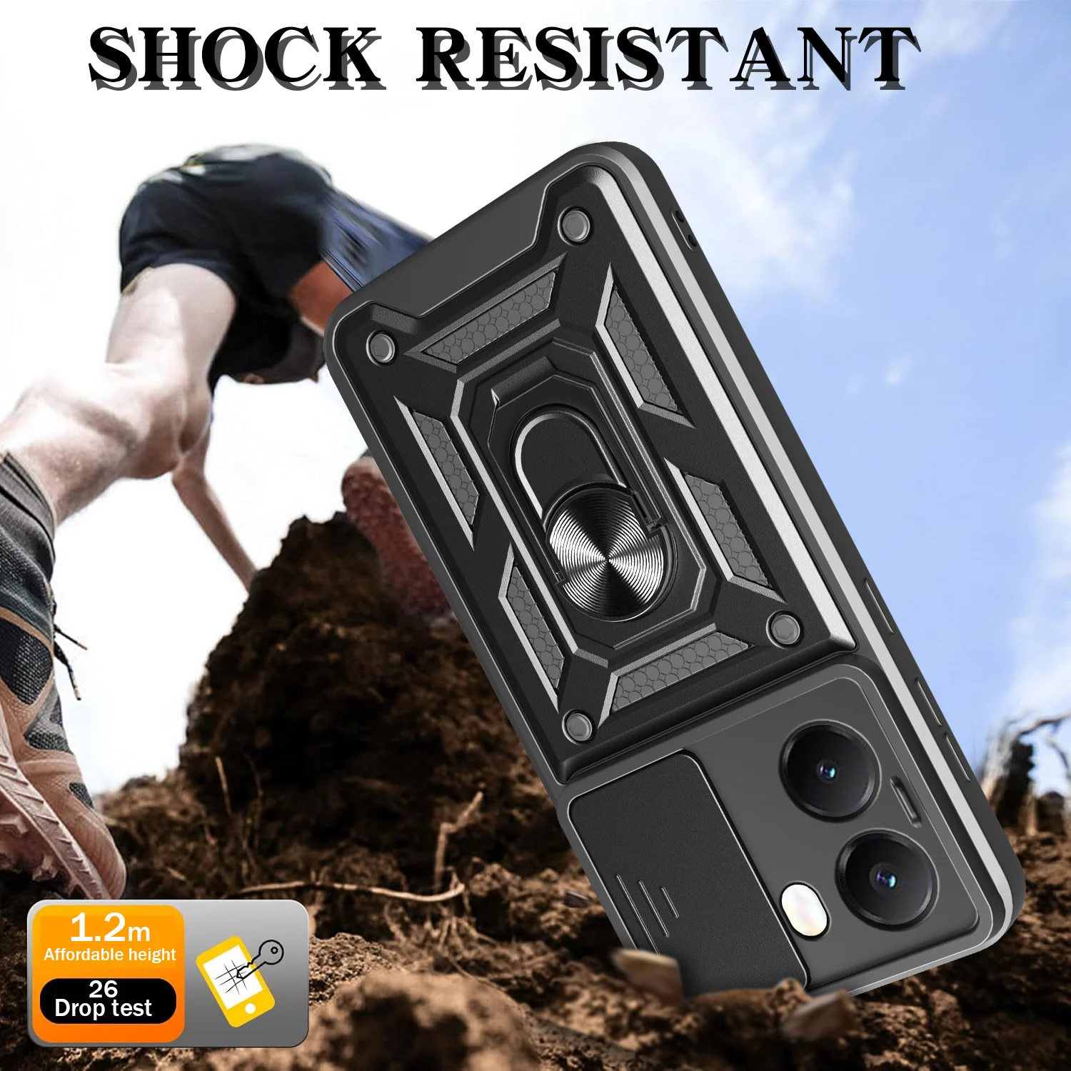 Funda protectora de armadura para cámara Xiaomi POCO X7 Pro 5G, anillo de armadura, soporte magnético, cubierta deslizante para lente de cámara - imagen 2