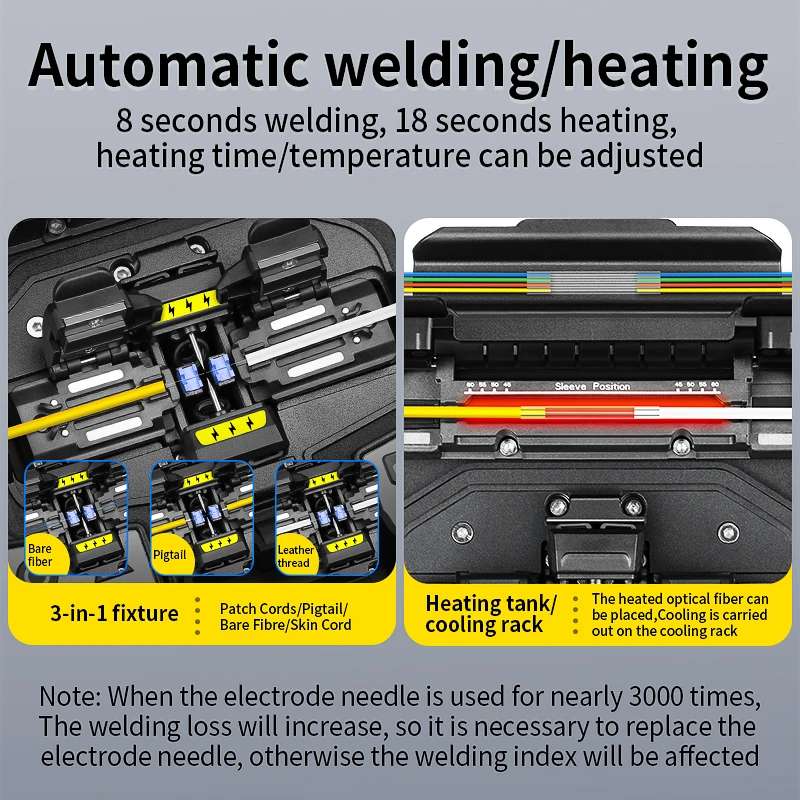 Empalmador de fusión de fibra óptica S-80/A-88S/FS-60E/A-88S seis motores multilingüe SM/MM máquina de soldadura de núcleo de fibra óptica pantalla táctil - imagen 3