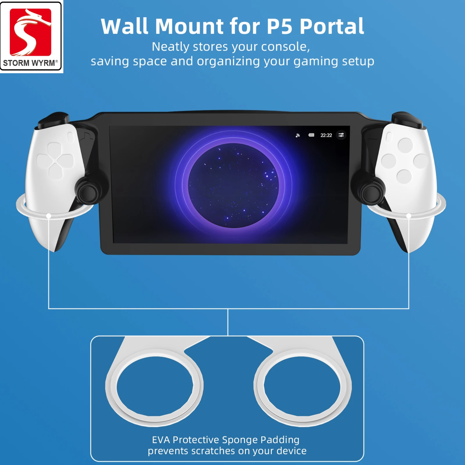 STORM WYRM-soporte de Gamepad de montaje en pared de Metal para PS5 PlayStation Portal, ahorro de espacio y organización de Gamepad PS5215 - imagen 3