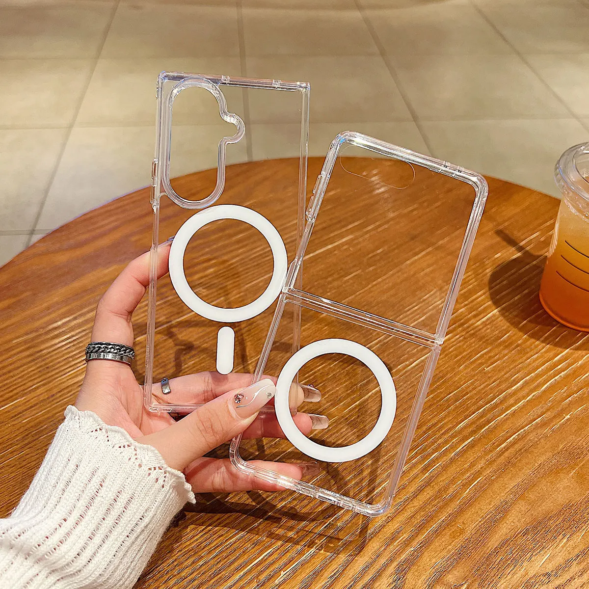 Funda magnética para Samsung Galaxy Z Fold Flip 7 6 5 4 3 funda Mag-safe cristal transparente a prueba de golpes cojín de aire carcasa de teléfono Fundas