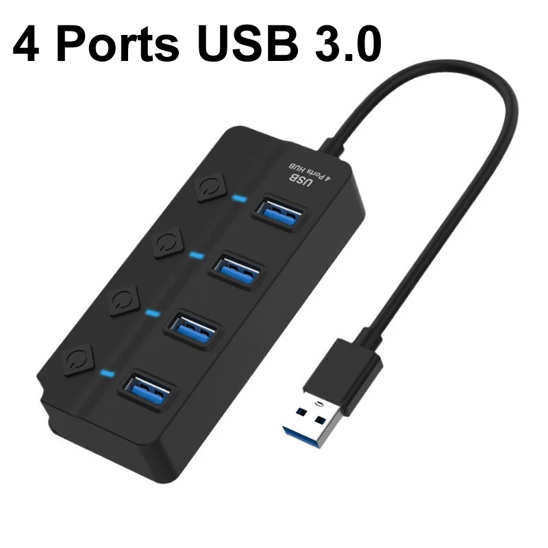 Divisor de concentrador USB 3,0 de 4/7 puertos con interruptor indicador de alimentación proporcionado alimentación CC 12V 2A y transmisión de datos de 5Gbps para ratón de ordenador portátil - imagen 5
