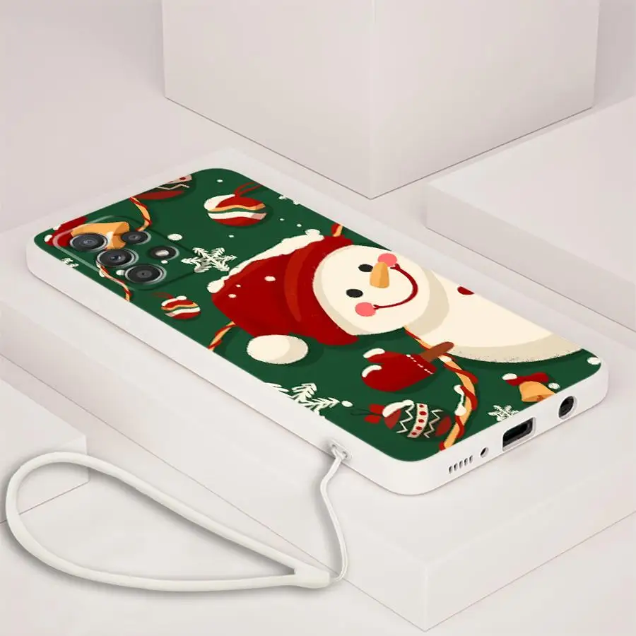 Funda de teléfono para Samsung Galaxy A34 A22 A52 A35 A36 A26 A24 A15 A16 A11 A12 A51 A13 A14 funda suave Claus Elk muñeco de nieve Navidad - imagen 3