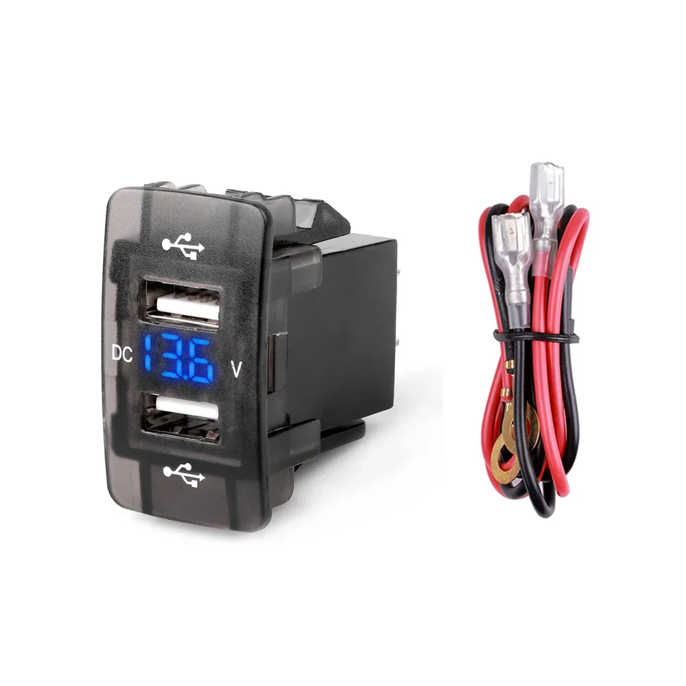 Cargador rápido de teléfono Toma de doble puerto 4.2A, 12V, 24V, con voltímetro LED, adaptador de enchufe incorporado USB para coche, cargador para Honda Crv CB500X