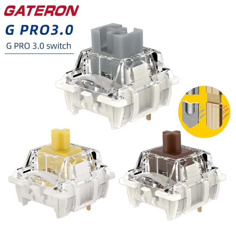 GATERON G Pro 3,0 interruptor de teclado Pro3.0 accesorios de teclado mecánico amarillo marrón plata interruptor para teclado prelubrado