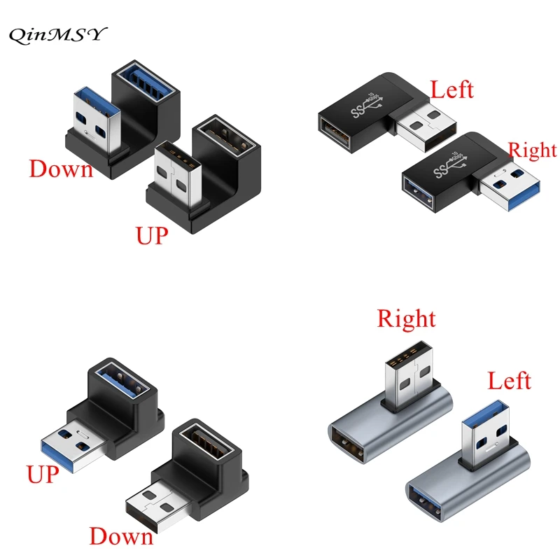 Adaptador USB 3.0 Angular Macho-Hembra 10Gbps