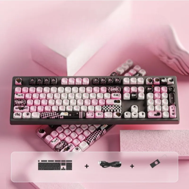 EWEADN MT87 Teclado mecánico inalámbrico 87 108 diseño interruptores soldados trimodos sublimación de tinte teclado de oficina para juegos regalo