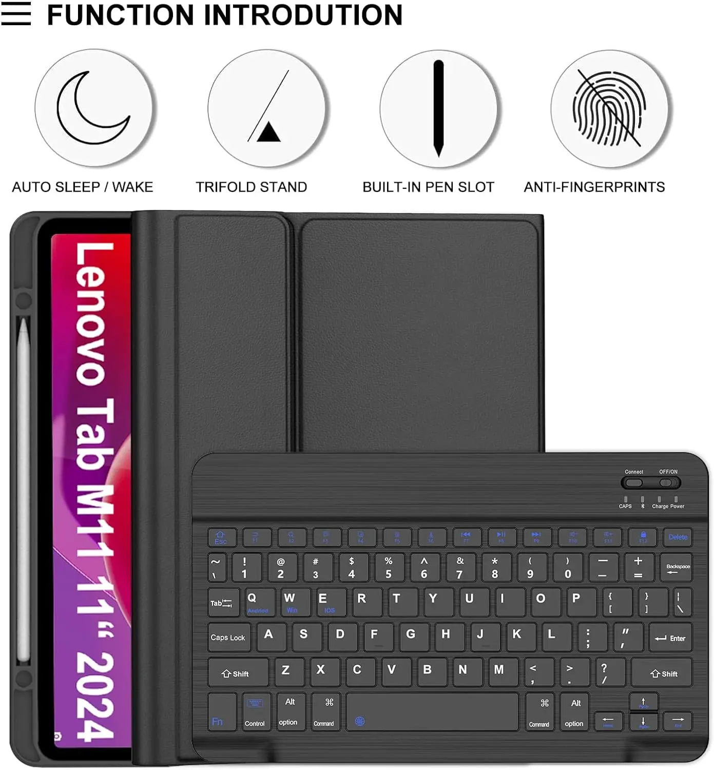 Funda para tableta Lenovo Tab M11 de 11 pulgadas TB-330FU/XU, funda para teclado para Lenovo Xiaoxin Pad 2024, funda de 11 pulgadas TB-331FC - imagen 4