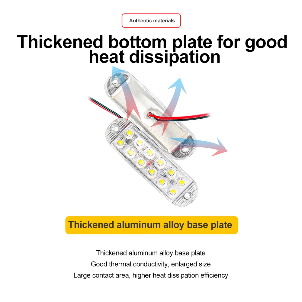 Luz estroboscópica de advertencia lateral para coche y camión, barra de luz intermitente para rejilla, lámpara de baliza, luz de tráfico blanca y amarilla ámbar, 12V-80V, 12 Led - imagen 5
