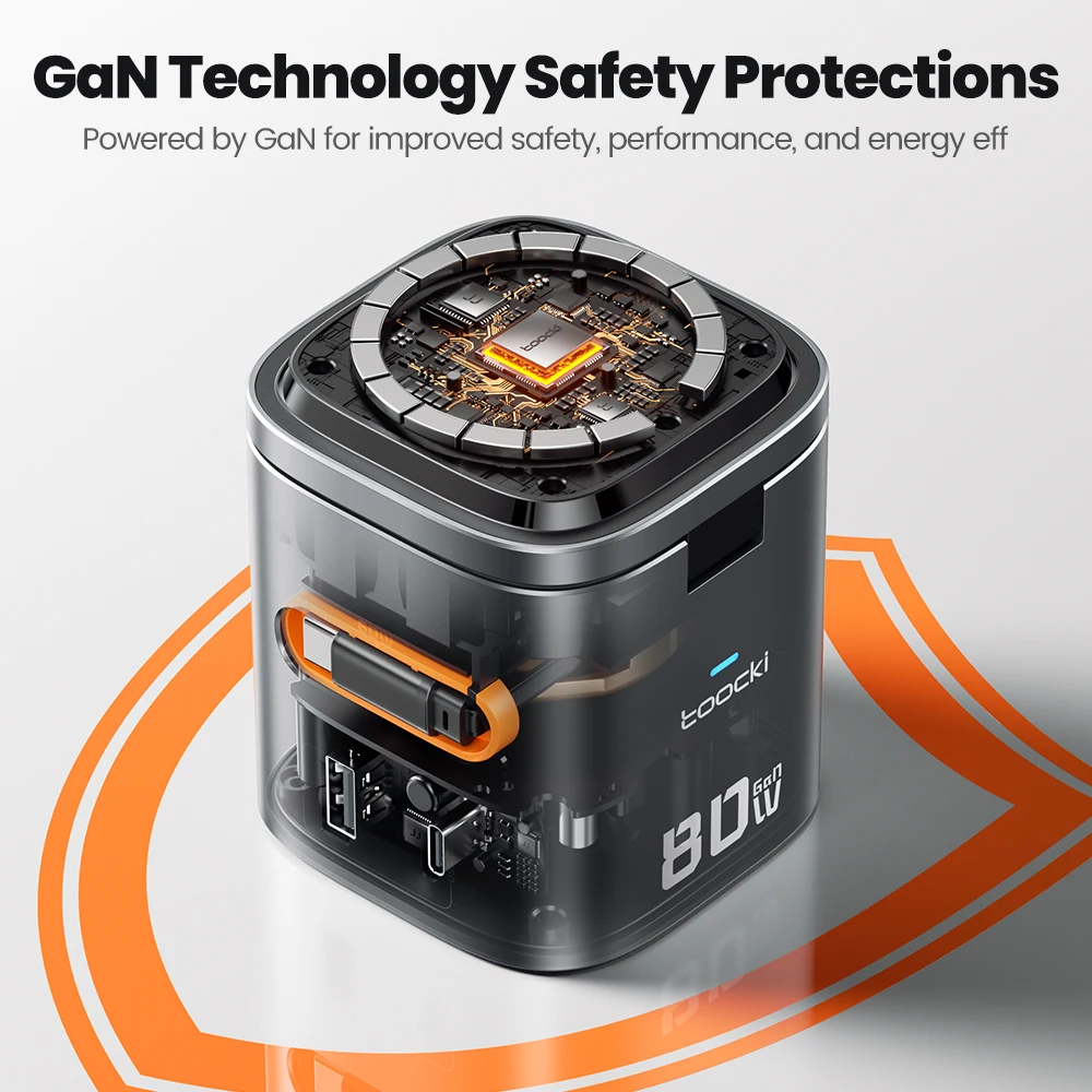 Toocki 80W 6-en-1 Estación de carga GaN tipo C PD 65W adaptador inalámbrico de cargador rápido retráctil para iPhone 16 17 iWatch AirPods - imagen 5