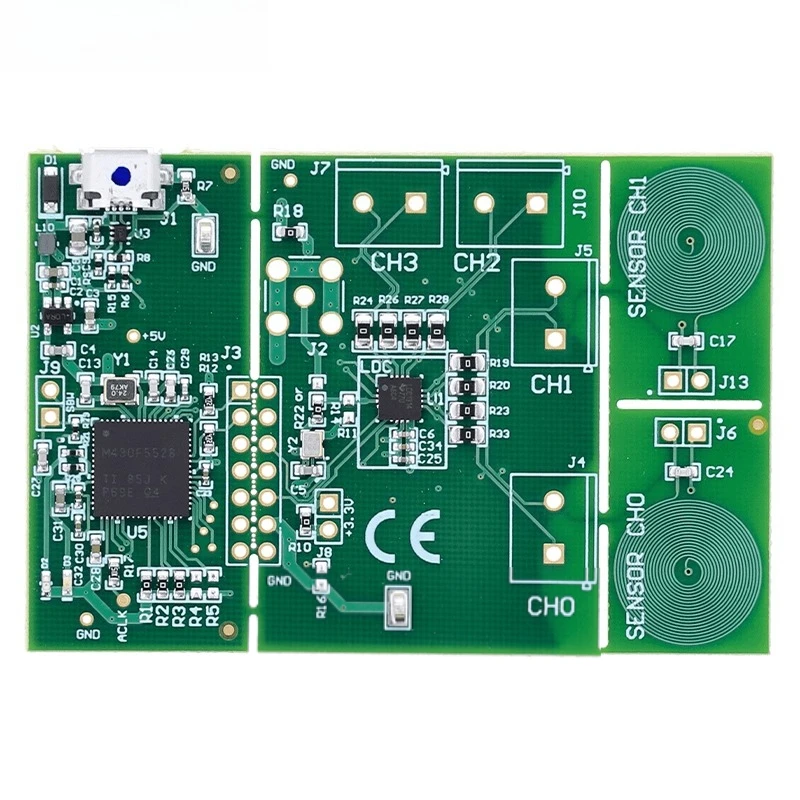 LDC1314EVM Módulo de evaluación de detección inductiva de 4 canales Bobina de sensor PCB duradera para proyectos de detección integrados - imagen 2