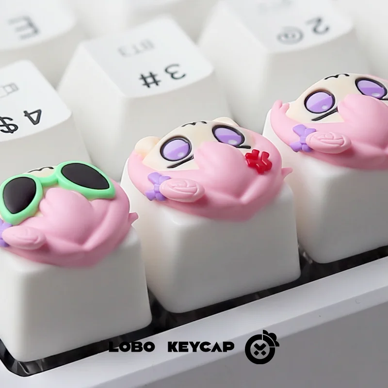 LOBO 3D Doro Anime Keycaps resina Kawaii creativo lindo teclado personalizado tapa dibujos animados para teclado mecánico Keycap - imagen 5