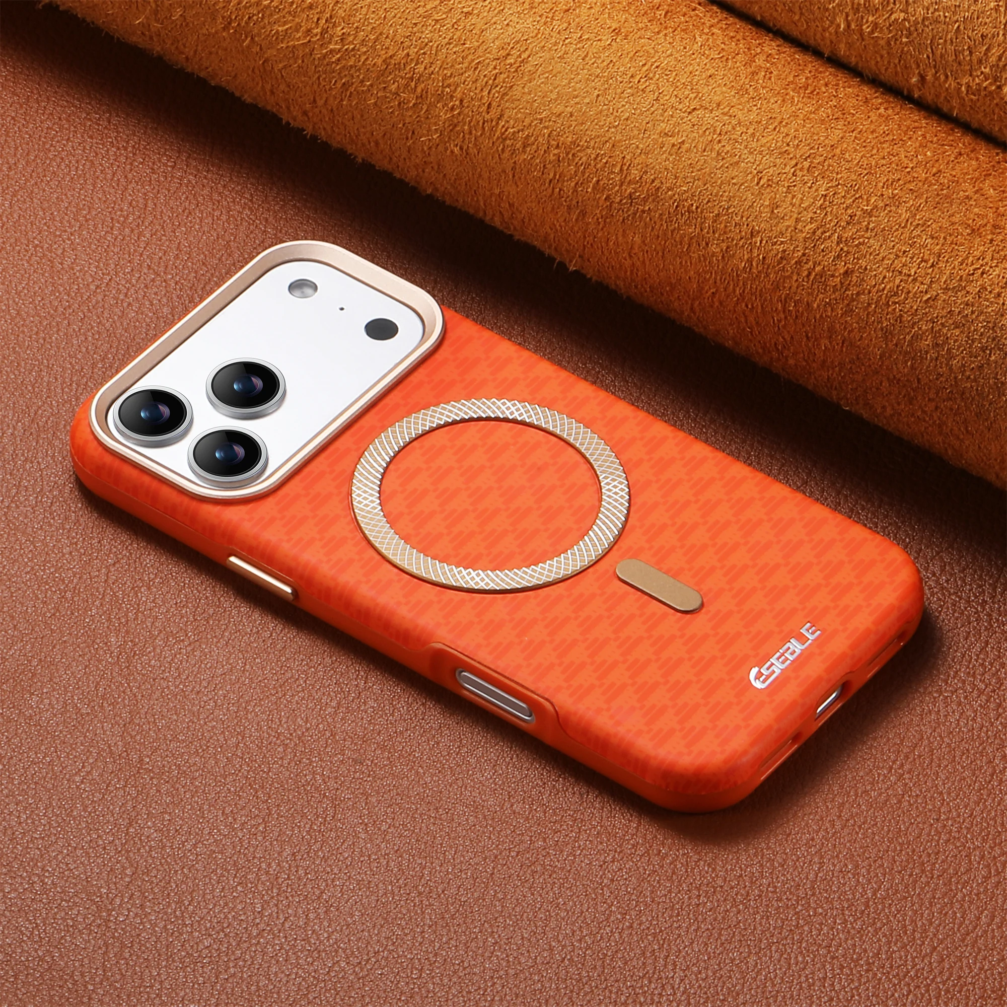 Para iPhone 17 16 15 14 13 Pro Max 17air funda de teléfono Magsafe de cuero magnético de lujo lente de aleación de carga inalámbrica cubierta a prueba de golpes - imagen 5