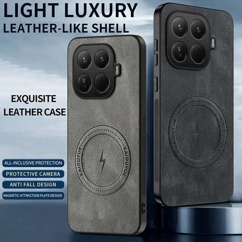 Para Xiaomi 15T Pro para Magsafe Funda de teléfono de cuero para Xiaomi Mi 15T 17 Pro Max protección de lente de cámara cubierta de parachoques mate - imagen 3