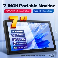 Monitor portátil IPS 7 pulgadas 1024x600 HDMI VGA AV