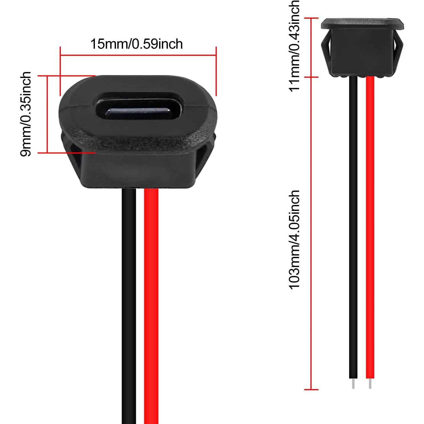 Conector USB tipo C resistente al agua, base hembra de compresión directa, interfaz de carga con cable de soldadura, 5/10/15 Uds. - imagen 5