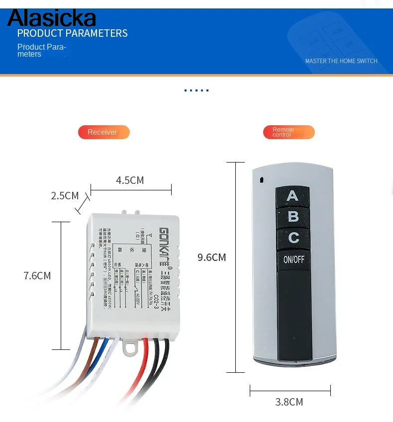 Transmisor de receptor de interruptor de Control remoto inalámbrico de 1/2/3 canales, encendido/apagado, 220V, para lámpara, luz, equipos eléctricos, envío directo - imagen 5