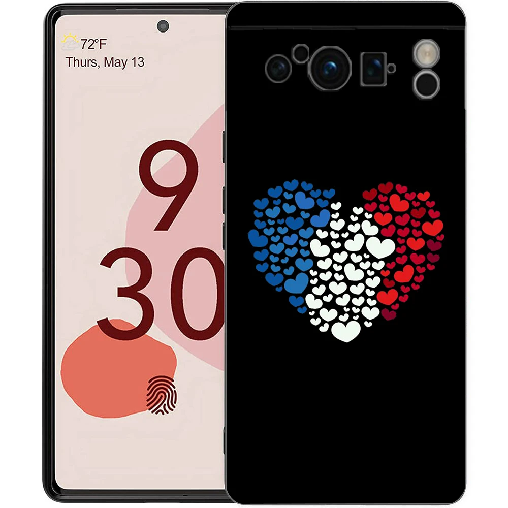 Funda de teléfono con bandera de Francia para Google pixel 9 8 7 6 Pro 8A 6A 7A 5G, funda negra de silicona a prueba de golpes - imagen 3