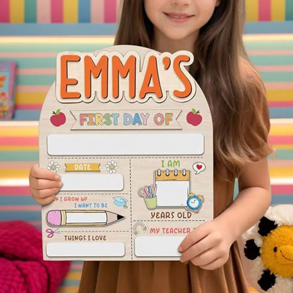 Tablero para el primer y el último día de la escuela, tablero de mensajes de fotos reutilizable, tablero personalizado para el primer día de clases, pizarra para la escuela de niños