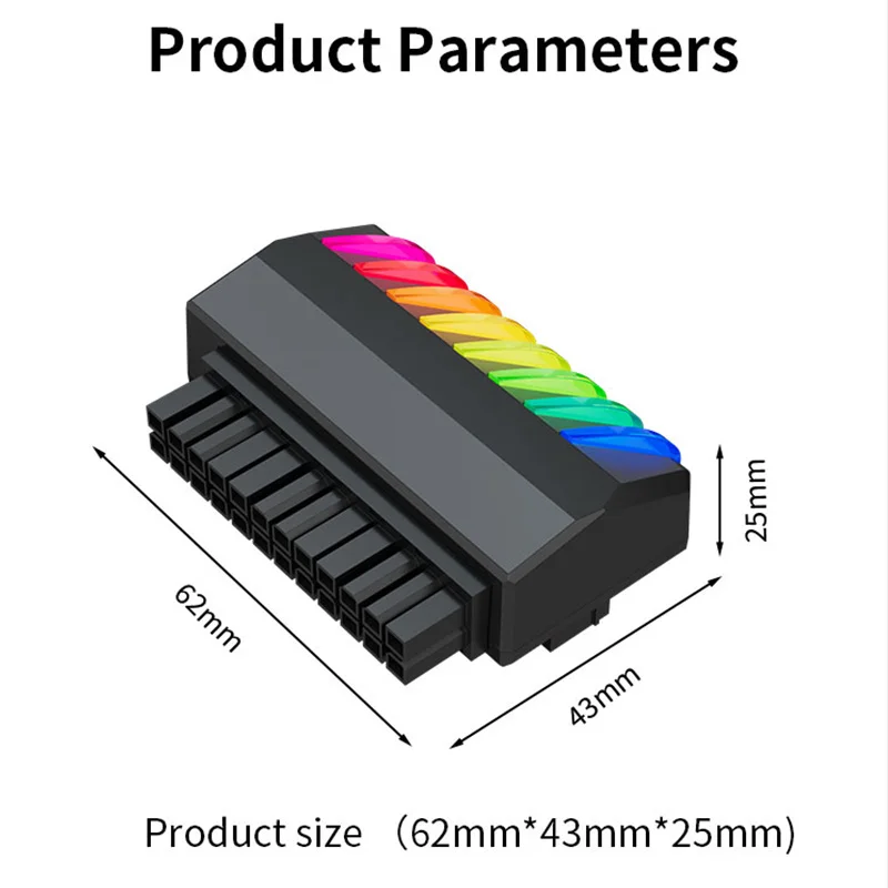 TEUCER-adaptador ARGB de 24 pines a 90 grados, Cable de fuente de alimentación de la placa base, accesorio de montaje Modular DIY, ATX, 24P-4 - imagen 5
