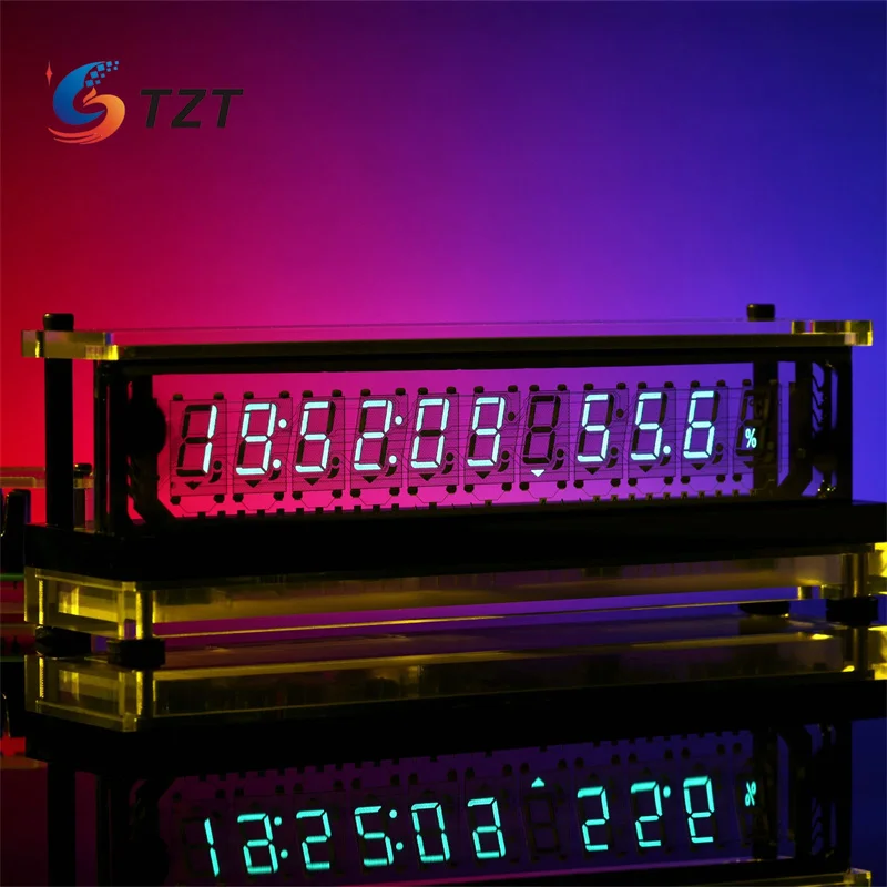 TZT VCK11 VFD reloj transparente pantalla VFD CNC procesado visualización de tiempo datos temperatura humedad - imagen 4