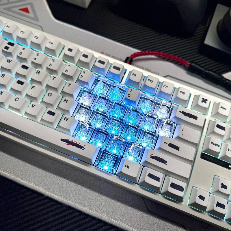 Teclas transparentes con tema de amor, Material de PC, tapa de teclas con perfil de cereza para teclado suplementario de eje magnético, teclas de jugador DIY - imagen 5