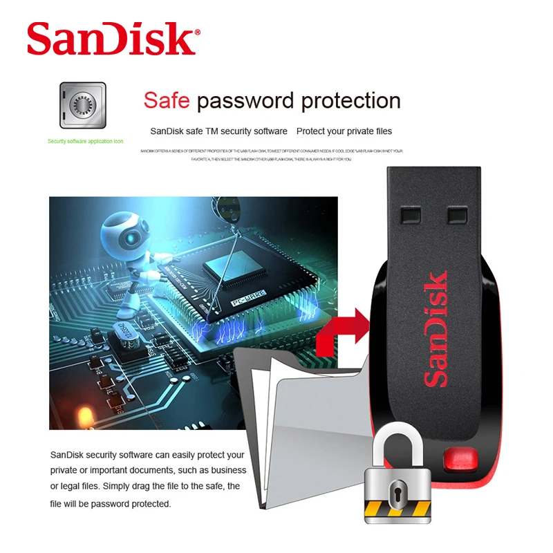 SanDisk CZ50 USB2.0 Pendrive 32GB 16GB 64GB unidad Flash USB Pen Drive U disco Mini unidad Flash Cruzer Blade 100% Original - imagen 4