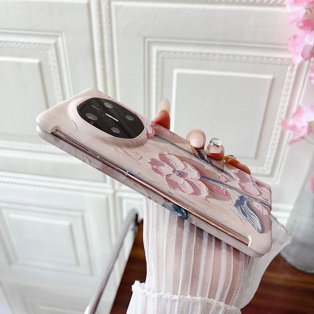 Funda de flores creativa para Huawei Mate X6 X5 X3 MATEX6 5G, funda protectora completa dura con forma de corazón y planta de flores de lujo - imagen 4