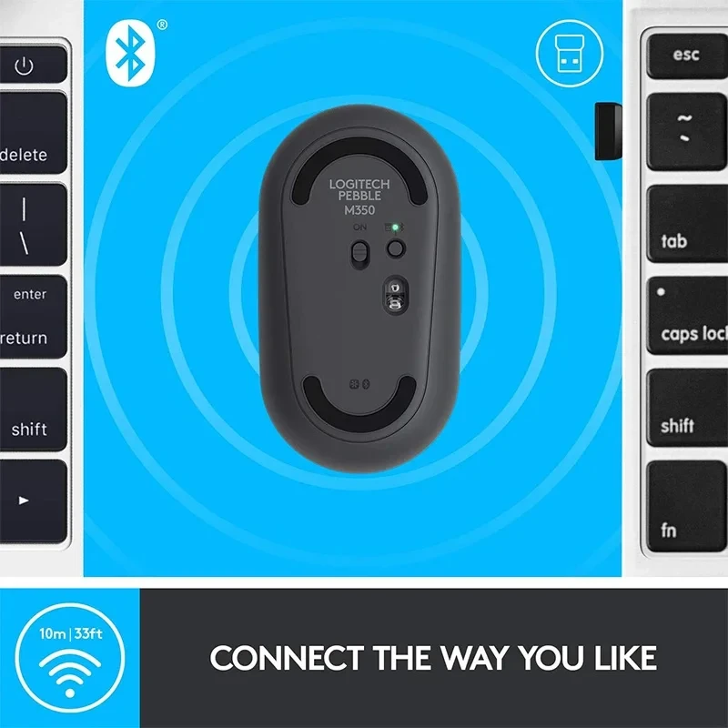 Ratón inalámbrico Bluetooth Logitech PEBBLE, ratón silencioso de modo Dual para oficina, ordenador portátil compacto para niñas, ratón para tableta Ipad, nuevo 100% - imagen 4