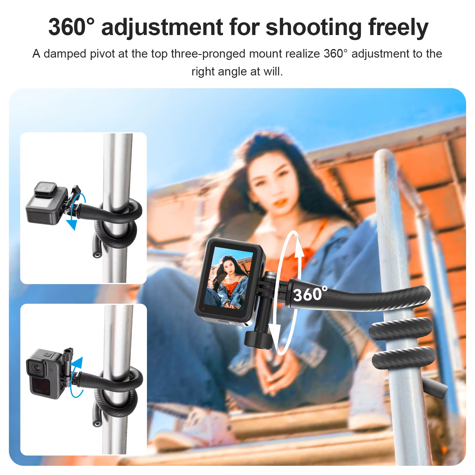 TELESIN Mini Soporte Flexible – Trípode y Clip para Cámara Acción - imagen 5