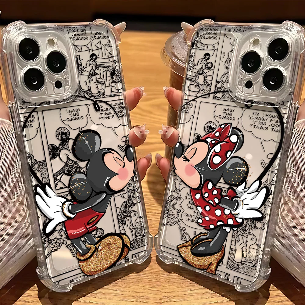Funda de teléfono bonita de Mickey Minnie para Oppo A3x A3 A78 A74 A76 A72 A58 A57 A54 A53 A38 A31 A15 A17 A16 A9 A7 A5 4G 5G cubierta anticaída - imagen 2