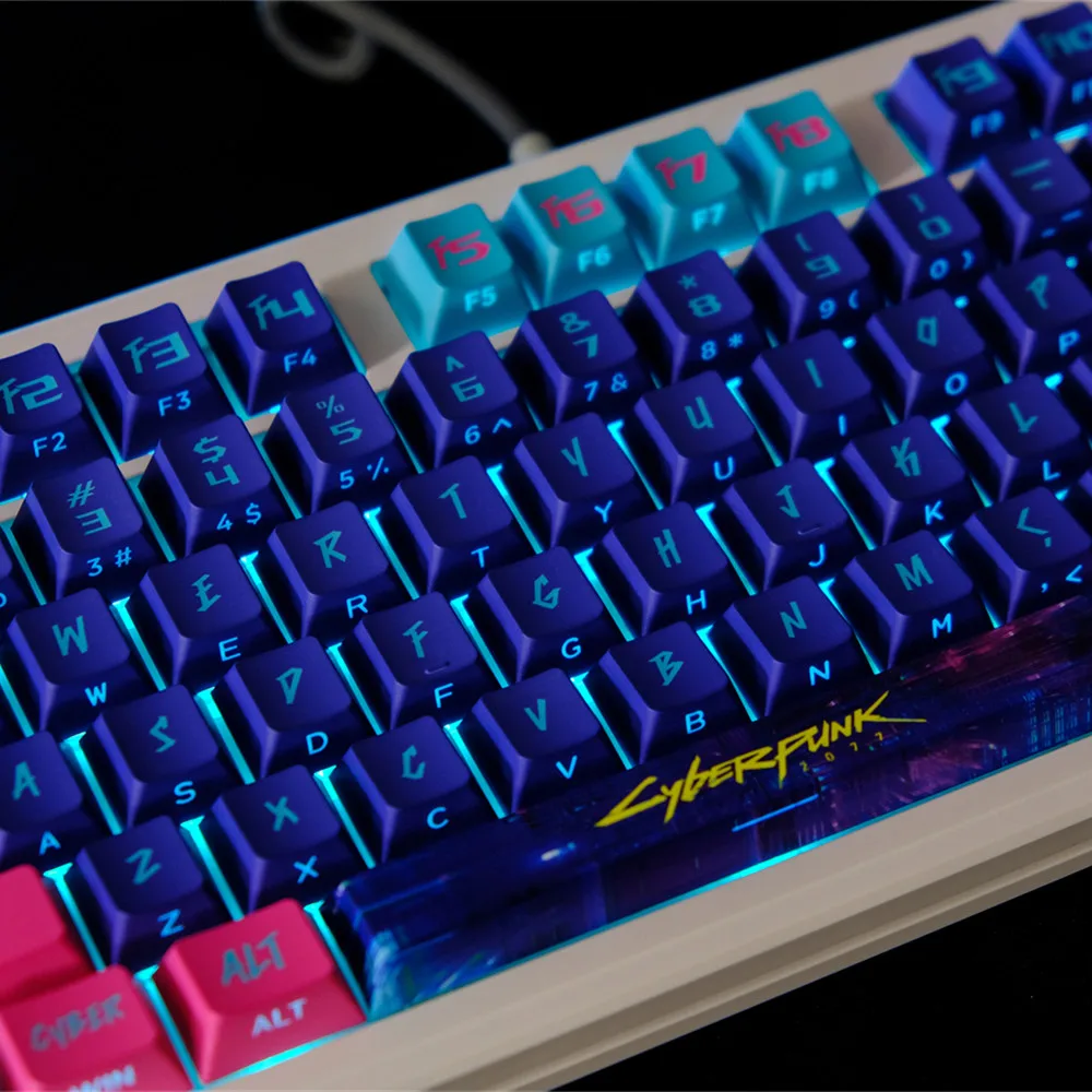 Teclas translúcidas con grabado lateral, 130 teclas, perfil de cereza, teclas de sublimación de tinte PBT para interruptores Mx, Teclado mecánico - imagen 2