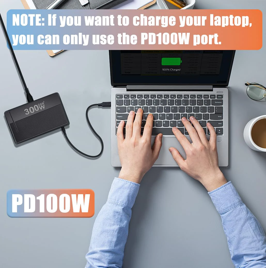 240W/300W GaN de escritorio de 8 puertos para cargador rápido de teléfonos móviles, adaptador de estación de carga rápida para Iphone/Samsung/Xiaomi, indicador LED - imagen 4