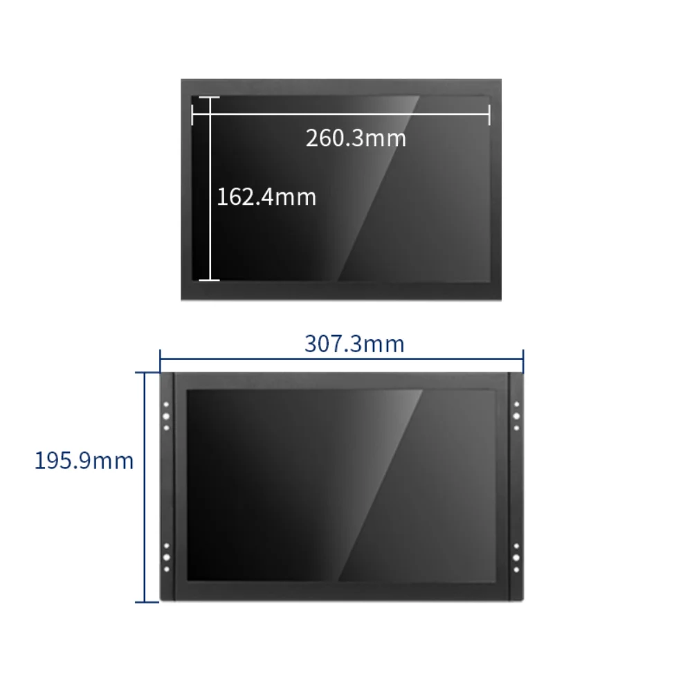 Pantalla táctil LCD de montaje en pared de 12,1 pulgadas, Monitor de marco abierto de carcasa metálica de 1280x800 para cajero automático/fábrica inteligente con entrada HD VGA - imagen 2