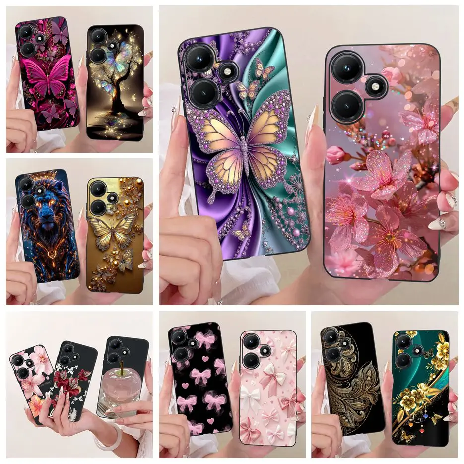 Para Infinix Hot 30 4G funda Hot30 5G X6832 funda de teléfono pintada de mariposa de lujo para Infinix Hot 30i Hot30 Play NFC bolsas de cubierta suave