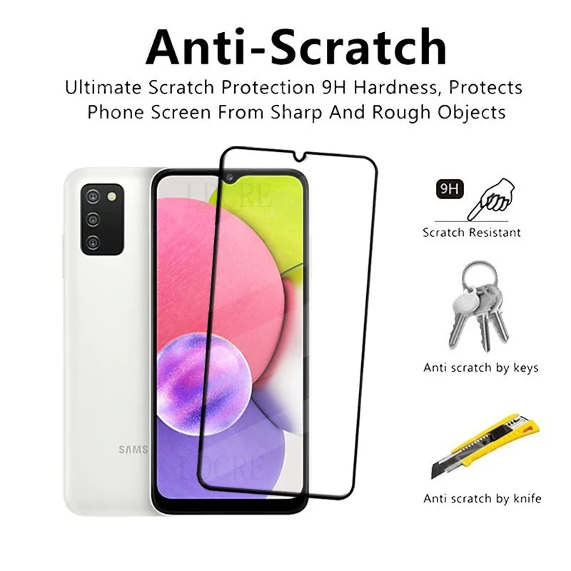 4 Uds para Samsung A03S vidrio Samsung Galaxy A03S vidrio templado 9H cubierta protectora completa pegamento para Protector de pantalla Samsung A03S - imagen 3
