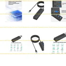 Adaptador múltiplos concentración datos USB 462e Portable Hub USB con puerto expandible 7/4 e interrumpe rápida