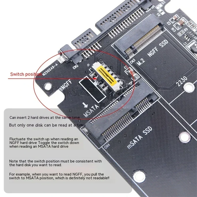 Sata 60gbps M.2 solid-state SSD to sata3 external hard drive box ngff msata to serial port adapter card dual-use two-in-one - imagen 3