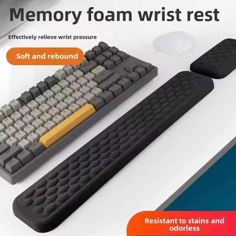 Almohadilla para reposamuñecas para teclado y ratón, reposamanos acolchado de espuma viscoelástica, soporte para ordenador portátil de oficina