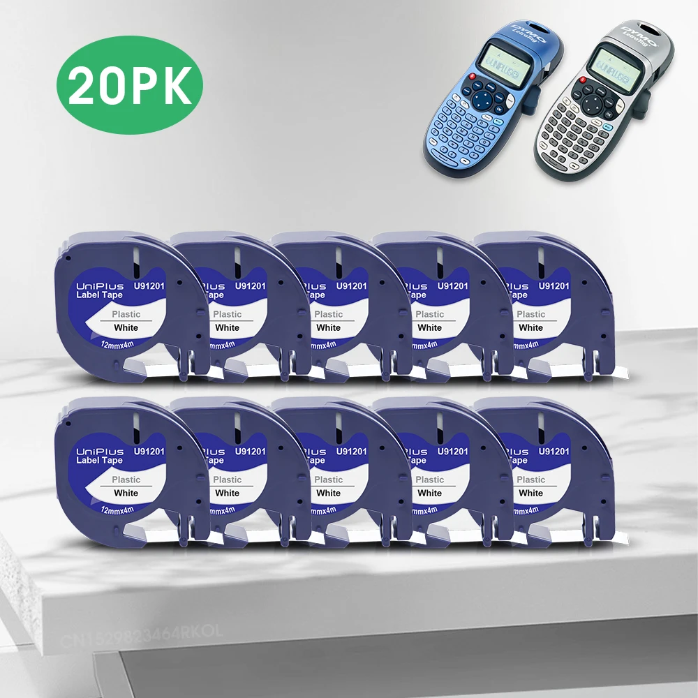 10/20PK Compatible Dymo Letratag cinta Dymo 91201 12267 91202 91200 etiqueta transparente blanca para impresora Dymo Letratag LT100H 200B - imagen 2
