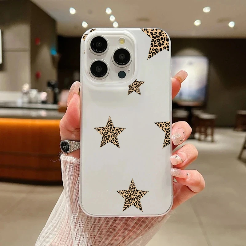 Funda de teléfono esmerilada con estrella de leopardo Simple y elegante para iPhone 17 Pro Max 16 15 14 Plus 13 12 Mini 11 7 8 XS X XR 16E 17Air - imagen 4
